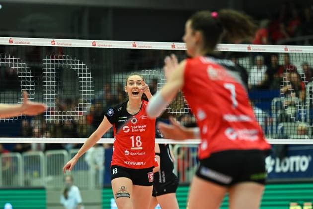 Sarah Straube (Dresdner SC, 18) Dresdner SC vs. Ladies in Black Aachen, 1. Volleyball Bundesliga Frauen, Spielzeit 2024 2025, 08.03.2025 Dresdner SC vs. Ladies in Black Aachen, 1. Volleyball Bundesliga Frauen, Spielzeit 2024 2025, 08.03.2025 Dresden Copyright: xEibner-Pressefoto xHoepnerx EP_PHR