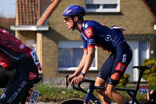 Grand Prix Jean-Pierre Monsere 2025 cycling race ROESELARE, BELGIUM - MARCH 09 : Edmondson Alex (AUS) of Team Picnic PostNL during the Men Elite UCI 1.1 Europe Tour 13th Lotto Begium Cup Grand Prix Jean-Pierre Monsere cycling race of 201,6 kms with start in Ichtegem and finish in Roeselare on March 09, 2025 in Roeselare, Belgium, 09 03 2025 ( Motordriver Guy De Vuyst & Roeselare Belgium  Copyright: xTomasxSiskx