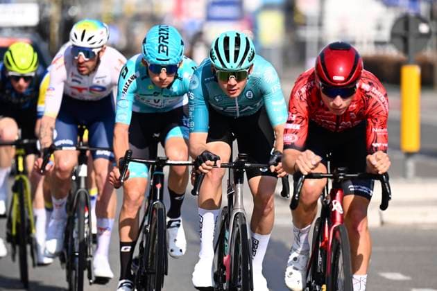 Grand Prix Jean-Pierre Monsere 2025 cycling race ROESELARE, BELGIUM - MARCH 09 : Vercouillie Victor (BEL) of Team Flanders - Baloise, Brunel Alexys (FRA) of Team TotalEnergies, Biagini Federico (ITA) of VF Group - Bardiani CSF - Faizane, Doyle Leo (IRL) of Atom 6 Bikes - Decca Continental Team, Zabelinskiy Bogdan (CYP) of Atom 6 Bikes - Decca Continental Team, Coppens Michiel (BEL) of BEAT Cycling Club, Van Vliet Michiel (NED) of Metec - SOLARWATT p b Mantel during the Men Elite UCI 1.1 Europe Tour 13th Lotto Begium Cup Grand Prix Jean-Pierre Monsere cycling race of 201,6 kms with start in Ichtegem and finish in Roeselare on March 09, 2025 in Roeselare, Belgium, 09 03 2025 ( Motordriver Guy De Vuyst & Roeselare Belgium  Copyright: xTomasxSiskx