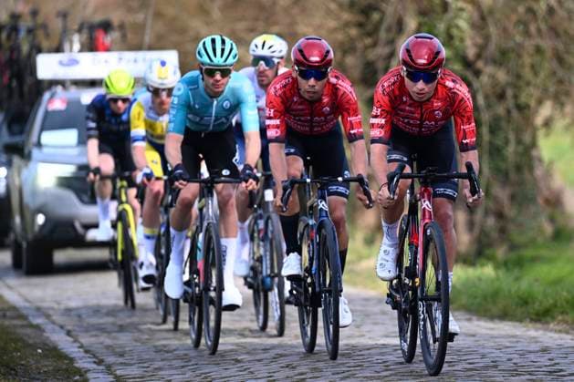 Grand Prix Jean-Pierre Monsere 2025 cycling race ROESELARE, BELGIUM - MARCH 09 : Doyle Leo (IRL) of Atom 6 Bikes - Decca Continental Team, Zabelinskiy Bogdan (CYP) of Atom 6 Bikes - Decca Continental Team during the Men Elite UCI 1.1 Europe Tour 13th Lotto Begium Cup Grand Prix Jean-Pierre Monsere cycling race of 201,6 kms with start in Ichtegem and finish in Roeselare on March 09, 2025 in Roeselare, Belgium, 09 03 2025 ( Motordriver Guy De Vuyst & Roeselare Belgium  Copyright: xTomasxSiskx