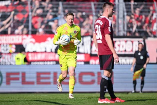 09.03.2025, Fussball, 2. Bundesliga, 25. Spieltag Saison 2024 2025, Preußen Münster - 1.FC Nürnberg, Torwart Jan-Marc Reichert (1. FC Nürnberg) xRHR-FOTO TKx