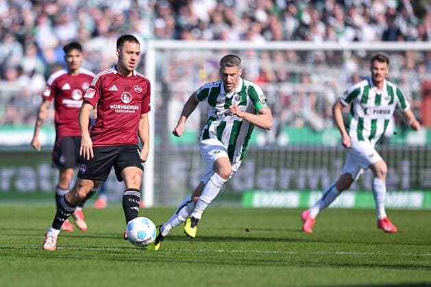 09.03.2025, Fussball, 2. Bundesliga, 25. Spieltag Saison 2024 2025, Preußen Münster - 1.FC Nürnberg, Julian Justvan (1. FC Nürnberg), xRHR-FOTO TKx