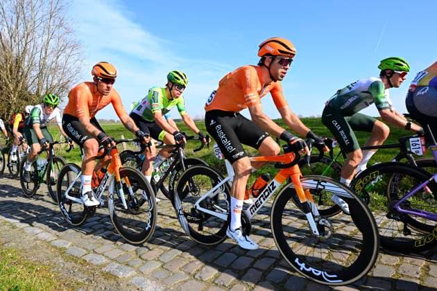 Grand Prix Jean-Pierre Monsere 2025 cycling race ROESELARE, BELGIUM - MARCH 09 : Martin Gotzon (ESP) of Euskaltel - Euskadi, Lopez De Abetxuko Andoni (ESP) of Euskaltel - Euskadi during the Men Elite UCI 1.1 Europe Tour 13th Lotto Begium Cup Grand Prix Jean-Pierre Monsere cycling race of 201,6 kms with start in Ichtegem and finish in Roeselare on March 09, 2025 in Roeselare, Belgium, 09 03 2025 ( Motordriver Guy De Vuyst & Roeselare Belgium  Copyright: xTomasxSiskx