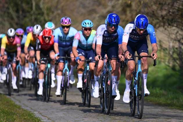 Grand Prix Jean-Pierre Monsere 2025 cycling race ROESELARE, BELGIUM - MARCH 09 : Van Asbroeck Tom (BEL) of Israel - Premier Tech, Verbrugghhe Jens (BEL) of Israel - Premier Tech during the Men Elite UCI 1.1 Europe Tour 13th Lotto Begium Cup Grand Prix Jean-Pierre Monsere cycling race of 201,6 kms with start in Ichtegem and finish in Roeselare on March 09, 2025 in Roeselare, Belgium, 09 03 2025 ( Motordriver Guy De Vuyst & Roeselare Belgium  Copyright: xTomasxSiskx