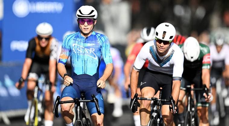 (250309) -- CAPE TOWN, March 9, 2025 -- South Africa s Tyler Lange (front L), winner of the men s U23 109km, crosses the finish line during the 2025 Cape Town Cycle Tour in Cape Town, South Africa, March 9, 2025. (Photo by Xinhua) (SP)SOUTH AFRICA-CAPE TOWN-CYCLING-CAPE TOWN CYCLE TOUR XabisoxMkhabela 