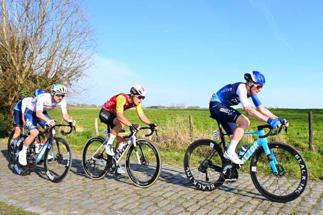 Grand Prix Jean-Pierre Monsere 2025 cycling race ROESELARE, BELGIUM - MARCH 09 : Van Tricht Floris (BEL) of Israel - Premier Tech, Mahoudo Nolann (FRA) of Cofidis during the Men Elite UCI 1.1 Europe Tour 13th Lotto Begium Cup Grand Prix Jean-Pierre Monsere cycling race of 201,6 kms with start in Ichtegem and finish in Roeselare on March 09, 2025 in Roeselare, Belgium, 09 03 2025 ( Motordriver Guy De Vuyst & Roeselare Belgium  Copyright: xTomasxSiskx