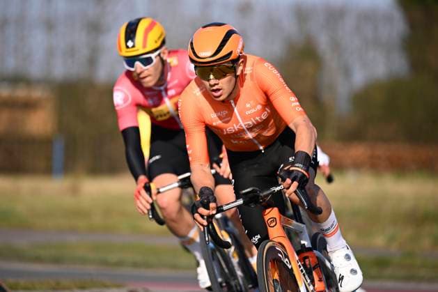 Grand Prix Jean-Pierre Monsere 2025 cycling race ROESELARE, BELGIUM - MARCH 09 : rider of Euskaltel - Euskadi during the Men Elite UCI 1.1 Europe Tour 13th Lotto Begium Cup Grand Prix Jean-Pierre Monsere cycling race of 201,6 kms with start in Ichtegem and finish in Roeselare on March 09, 2025 in Roeselare, Belgium, 09 03 2025 ( Motordriver Guy De Vuyst & Roeselare Belgium  Copyright: xTomasxSiskx