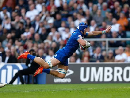 Sport Themen der Woche KW10 Sport Bilder des Tages Ross Vintcent dives to score the 2nd Italy Try England v Italy, Rugby Union, 6 Nations Championship, Allianz Stadium, Twickenham, London, UK - 09 03 2025  Copyright: xMattxImpey Shutterstockx 15186448t