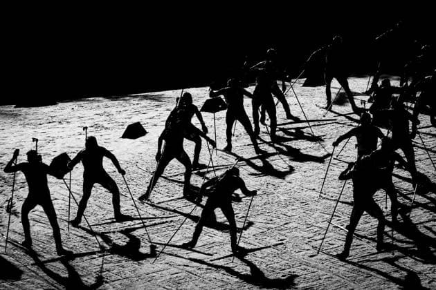 Sport Themen der Woche KW10 Sport Bilder des Tages Start of men s relay race (4 x 7,5 km) during the IBU World Cup Biathlon 2025 in Nove Mesto na Morave, Czech Republic, on March 9, 2025. (CTKxPhoto JaroslavxSvoboda) CTKPhotoP2025030907020  CTKPhotoP2025030907020