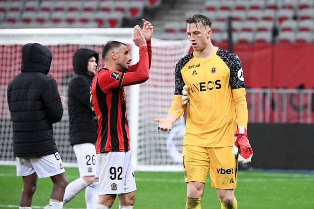OGC Nice v Olympique Lyonnais - Ligue 1 McDonald s 2024 2025 92 Jonathan CLAUSS (ogcn) - 01 Marcin BULKA (ogcn) during the Ligue 1 McDonald s match between Nice and Lyon at Allianz Riviera Stadium on March 9, 2025 in Nice, France. Nice France  Copyright: xFEPx 776292988