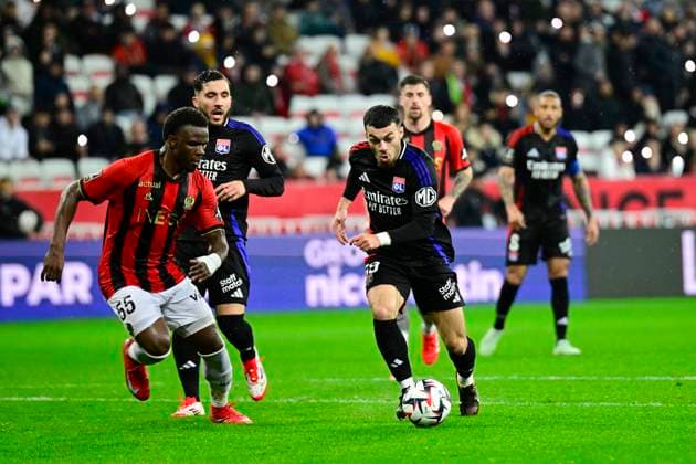 FOOTBALL : OGC Nice VS Olympique Lyonnais - Ligue 1 Mcdonald s - 09 03 2025 L OGC Nice recoit l Olympique Lyonnais dans le cadre la 25e journÃ e de Ligue 1 Mcdonald s. Georges Mikautadze (OL) NiceFrance  Copyright: xWilliamxCannarellax
