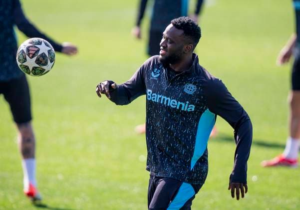 Victor Boniface (Bayer 04 Leverkusen, 22) 10.03.2025, Abschlusstraining Bayer 04 Leverkusen vor dem Rückspiel der Champions League Bayer Leverkusen - FC Bayern München Bundesliga, GER, Leverkusen, BayArena DFL regulations prohibit any use of photographs as image sequences and or quasi-video. Copyright: HMBxMedia xMarcoxBader