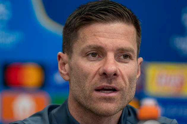 Xabi Alonso (Bayer 04 Leverkusen, Trainer) bei der Pressekonferenz. 10.03.2025, Pressekonferenz Bayer 04 Leverkusen vor dem Rückspiel der Champions League Bayer Leverkusen - FC Bayern München Bundesliga, GER, Leverkusen, BayArena DFL regulations prohibit any use of photographs as image sequences and or quasi-video. Copyright: HMBxMedia xMarcoxBader