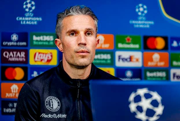 Pressconference Robin van Persie and Timon Wellenreuther of Feyenoord at the San Siro stadium for the UEFA Champions League season 2024-2025 in MILAN, Italy on 10 march 2025, (photo by Marcel van Dorst EYE4images DeFodi Images)