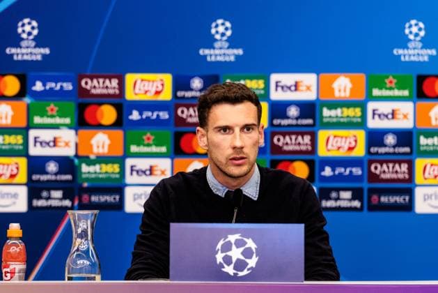 UEFA Champions League, Pressekonferenz FC Bayern München; 10.03.2025 Leon Goretzka (FC Bayern München, 8) während der Pressekonferenz UEFA Champions League Achtelfinale Rückspiel, Pressekonferenz FC Bayern München vor dem Spiel gegen FC Bayern München; Leverkusen, BayArena am 10.03.2025 Copyright: xBEAUTIFULxSPORTS Wunderlx
