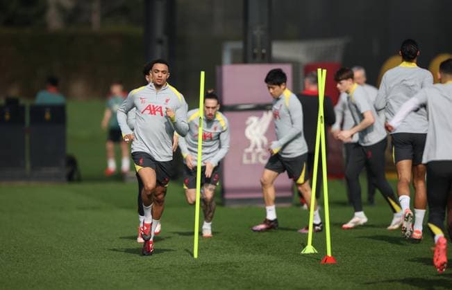 Liverpool Champions League Training 10.3.2025. Liverpool Champions League Training, Axa Training Centre, Liverpool. Trent Alexander-Arnold.  Copyright: xBradleyxOrmesherx NINTCHDBPICT000978801881