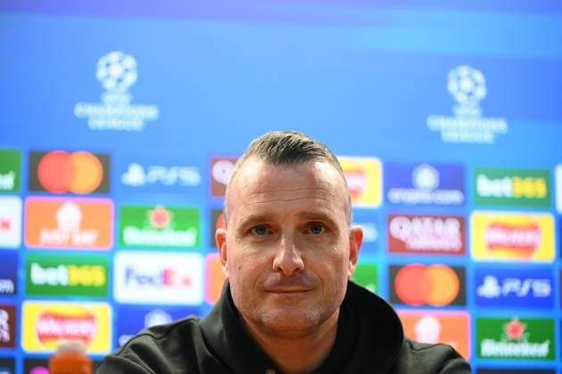 Aston Villa v Club Brugge - UEFA Champions League Media Activities 11 03 2025 BIRMINGHAM, ENGLAND - MARCH 11 : Hayen Nicky head coach of Club Brugge talking to the press during a press conference, PK, Pressekonferenz ahead of the UEFA Champions League 2024 25 round of 16 match second leg between Aston Villa and Club Brugge on March 11, 2025 in Birmingham, England, 11 03 2025 Birmingham England  Copyright: xVincentxKalutx