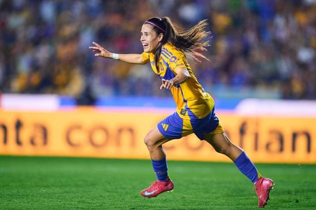 RECORD DATE NOT STATED Liga MX Femenil Clausura 2025 Tigres UANL vs Guadalajara Lizbeth Ovalle celebrates her goal 1-0 of Tigres during the 10th round match between Tigres UANL and Guadalajara as part of the Torneo Clausura 2025, Liga MX Femenil at Universitario Stadium on March 03, 2025 in Monterrey, Nuevo Leon, Mexico. MONTERREY NUEVO LEON MEXICO  Copyright: xJONATHANxDUENASx 20250303203906_LMXF_C25_UANL_GDL_OVALLE93