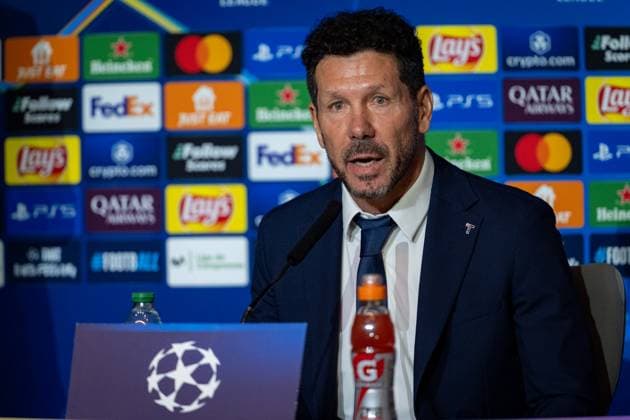 UEFA Champions League 2024 25 Round of 16 Second Leg: Atletico de Madrid press conference, PK, Pressekonferenz and Training Session Diego Pablo Simeone, head coach of Atletico de Madrid, speaks during the press conference during the UEFA Champions League 2024 25 League Round of 16 Second Leg Training Session And Press Conference at Estadio Riyadh Air Metropolitano on March 11, 2025 in Madrid, Spain. Madrid Estadio Riyadh Air Metropolitano Madrid Spain Copyright: xAlbertoxGardinx AGardin_20250311_Football_Champions_Atletico_PC_11
