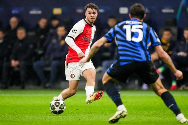 UEFA Champions League: FC Internationale Milan v Feyenoord Milan - Aymen Sliti of Feyenoord during the 2nd leg of the round of 16 of new format of the Champions League 2024 2025. The match is set between FC Internationale Milan and Feyenoord at Giuseppe Meazza San Siro on 11 March 2025 in Milan, Italy. Copyright: xYannickxVerhoevenx