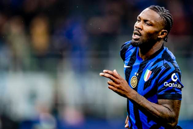 FC Internazionale Milan forwarder Marcus Thuram scores the 1-0 and celebrating the goal during the match Inter - Feyenoord at the San Siro Stadium for the UEFA Champions League - Round of 16 - 2st leg season 2024-2025 in MILAN, Italia on 11 march 2025, (photo by Marcel van Dorst EYE4images DeFodi Images)