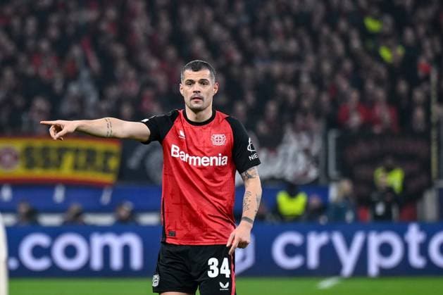 11.03.2025, Fussball UEFA Champions League 2024 2025, Achtelfinale, Bayer 04 Leverkusen - FC Bayern München, in der BayArena, Granit Xhaka (Bayer Leverkusen)