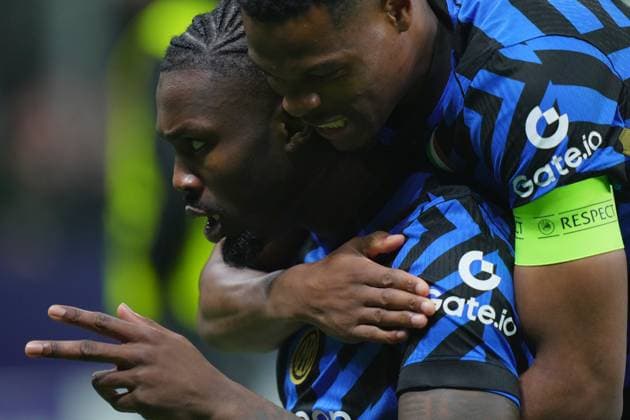 Sport Bilder des Tages Inter Milan s Marcus Thuram celebrates after scoring 1-0 during the Uefa Champions League soccer match between Inter and Feyenoord at the San Siro Stadium in Milan, north Italy - Tuesday , March 11 , 2025. - Soccer .  Copyright: xSpada LaPressex