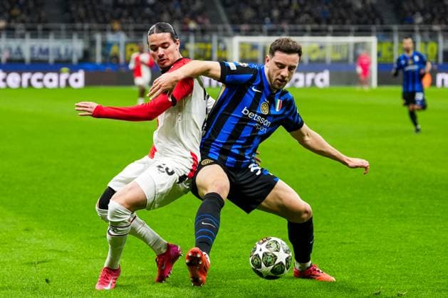 UEFA Champions League: FC Internationale Milan v Feyenoord Milan - Anis Hadj Moussa of Feyenoord during the 2nd leg of the round of 16 of new format of the Champions League 2024 2025. The match is set between FC Internationale Milan and Feyenoord at Giuseppe Meazza San Siro on 11 March 2025 in Milan, Italy. Copyright: xYannickxVerhoevenx