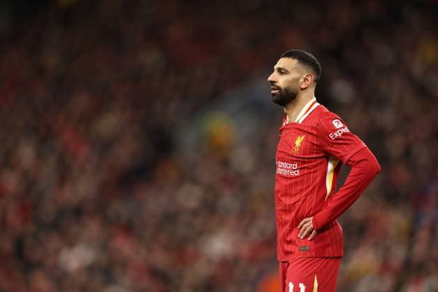 Mohamed Salah of Liverpool Liverpool v Paris Saint-Germain, UEFA Champions League, Round of 16, Second Leg, Football, Anfield, Liverpool, UK - 11 Mar 2025 EDITORIAL USE ONLY No use with unauthorised audio, video, data, fixture lists, club league logos or live services. Online in-match use limited to 120 images, no video emulation. No use in betting, games or single club league player publications. Copyright: xRyanxBrowne Shutterstockx 15188180bg