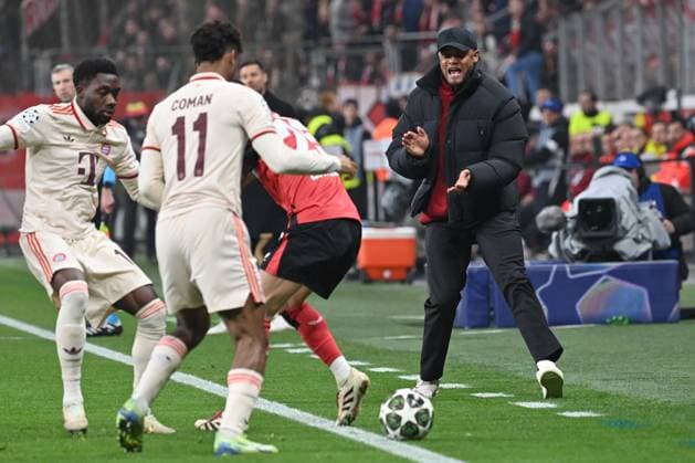 11.03.2025, xjrdrx, Fussball UEFA Champions League, Bayer 04 Leverkusen - Bayern München v.l. Vincent Kompany (Muenchen, Trainer) gibt Anweisungen, gestikuliert mit den Armen, gesticulate, gives instructions (DFL DFB REGULATIONS PROHIBIT ANY USE OF PHOTOGRAPHS as IMAGE SEQUENCES and or QUASI-VIDEO) Leverkusen
