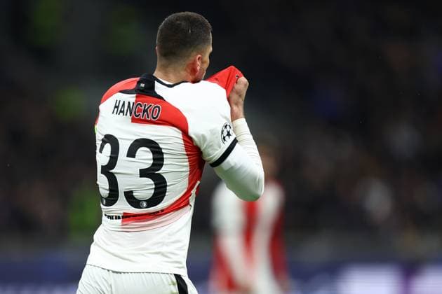 David Hancko (Feyenoord) looks dejected, UEFA Champions League 2024 25 Round of 16 Second Leg, FC Internazionale Milano v Feyenoord, Stadio Giuseppe Meazza (San Siro), March 11, 2025, Milan, Italy.