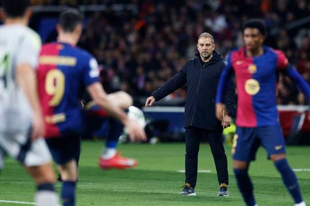 Hansi Flick (Barcelona), MARCH 11, 2025 - Football Soccer : UEFA Champions League match between FC Barcelona, Barca 3-1 Benfica at the Estadi Olimpic Lluis Companys in Barcelona, Spain.  (284483328)