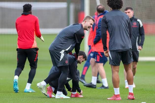 Manchester United, ManU Training Manchester United defender Matthijs de Ligt (4) during the Manchester United Training session ahead of the UEFA Europa League Round of 16, 2nd Leg match vs Real Sociedad, Carrington Training Centre, Manchester, England, United Kingdom on 12 March 2025 Credit: Phil Duncan Every Second Media Editorial use only. All images are copyright Every Second Media Limited. No images may be reproduced without prior permission. Copyright: xIMAGO EveryxSecondxMediax ESM-1364-0017 PhilxDuncanx xEveryxSecondxMediax