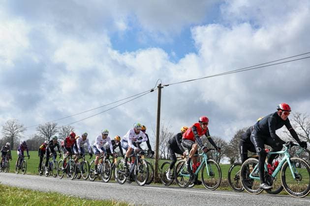 Australian Miles Scotson of Arkea-BB Hotels and French Anthony Turgis of TotalEnergies pictured in action during stage four of the 83th edition of the Paris-Nice cycling race, 163,4km from Vichy to La Loge des Gardes, France, Wednesday 12 March 2025. DAVIDxPINTENS  x114757493x