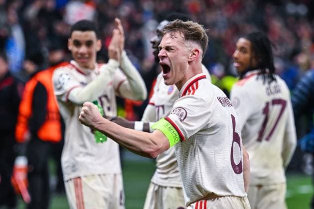 11.03.2025, Fussball UEFA Champions League 2024 2025, Achtelfinale, Bayer 04 Leverkusen - FC Bayern München, in der BayArena, Joshua Kimmich (FC Bayern München)