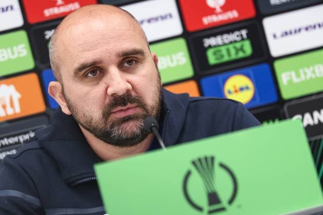 SOCCER - UEFA ECL, Rapid vs Borac VIENNA,AUSTRIA,12.MAR.25 - SOCCER - UEFA Conference League, round of 16, SK Rapid Wien vs FK Borac Banja Luka, preview, press conference, PK, Pressekonferenz Borac. Image shows head coach Mladen Zizovic (Borac).  GEPAxpictures xArminxRauthner