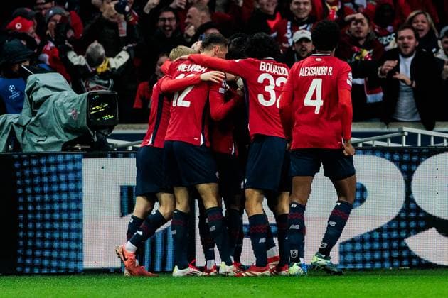 UEFA Champions League, LOSC Lille - Borussia Dortmund; 12.03.2025 Jubel zum 1:0 durch Jonathan David (LOSC Lille, 9) UEFA Champions League Achtelfinale Rückspiel, LOSC Lille - Borussia Dortmund; Lille, Stade Pierre Mauroy am 12.03.2025 Copyright: xBEAUTIFULxSPORTS Wunderlx
