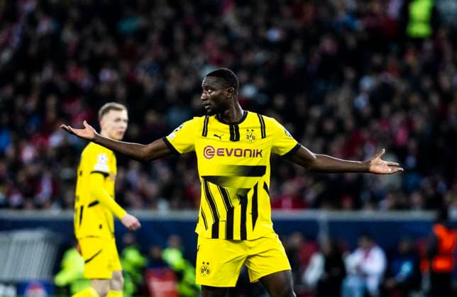Lille, Stade Pierre Mauroy, 12.03.2025: Serhou Guirassy of Dortmund reacts during the match of the Championsleague Round 16 between Lille OSC v. Borussia Dortmund.