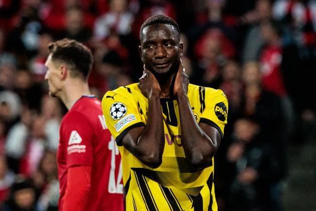 UEFA Champions League, LOSC Lille - Borussia Dortmund; 12.03.2025 Serhou Guirassy (Borussia Dortmund, 9) schlägt frustriert die Hände über dem Kopf zusammen UEFA Champions League Achtelfinale Rückspiel, LOSC Lille - Borussia Dortmund; Lille, Stade Pierre Mauroy am 12.03.2025 Copyright: xBEAUTIFULxSPORTS Wunderlx