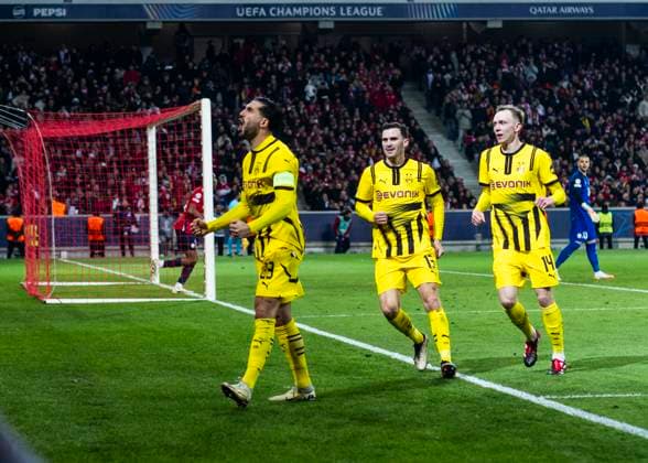 Lille, Stade Pierre Mauroy, 12.03.2025: Emre Can of Dortmund celebrates scoring the 1:1 goal during the match of the Championsleague Round 16 between Lille OSC v. Borussia Dortmund.
