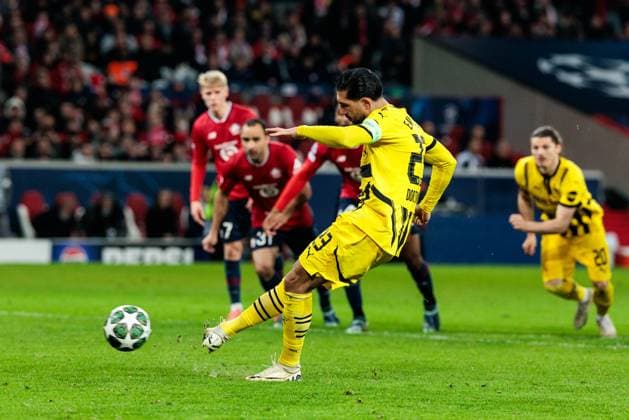 UEFA Champions League, LOSC Lille - Borussia Dortmund; 12.03.2025 Emre Can (Borussia Dortmund, 23) verwandelt den Elfmeter zum 1:1 UEFA Champions League Achtelfinale Rückspiel, LOSC Lille - Borussia Dortmund; Lille, Stade Pierre Mauroy am 12.03.2025 Copyright: xBEAUTIFULxSPORTS Wunderlx