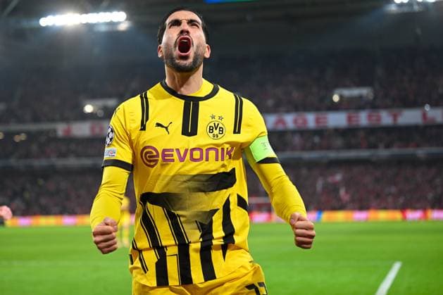 Lille, Stade Pierre Mauroy, 12.03.25, FRA, Herren, UEFA Champions League, Saison 2024-2025, Achtelfinale, OSC Lille - Borussia Dortmund Bild: Emre CAN (Dortmund) jubelt nach seinem Tor zum 1:1 UEFA regulations prohibit any use of photographs as image sequences and or quasi-video. Hauts-de-France Frankreich