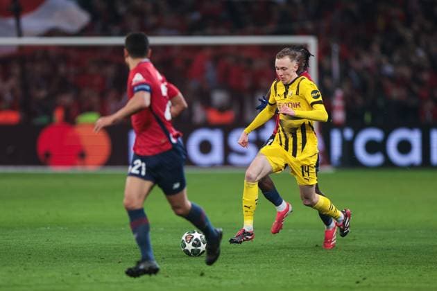 12.03.2025, UEFA Champions League, Achtelfinale, Lille OSC - Borussia Dortmund, Maximilian Beier (Borussia Dortmund), Lille Stade Pierre Mauroy Decathlon Arena Paris xRHR-FOTO DEx Copyright: DennisxEwert RHR-FOTOx RHR-FOTO DE
