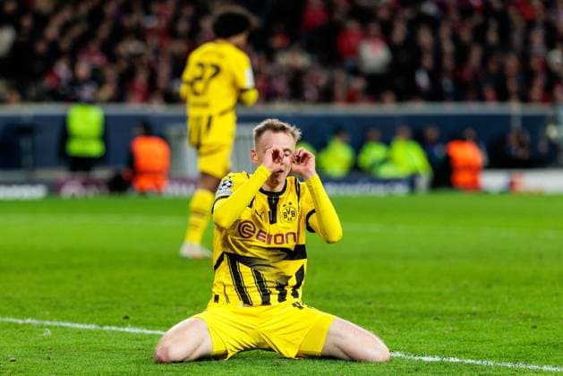 UEFA Champions League, LOSC Lille - Borussia Dortmund; 12.03.2025 Maximilian Beier (Borussia Dortmund, 14) frustriert auf dem Boden nach verpasster Chance UEFA Champions League Achtelfinale Rückspiel, LOSC Lille - Borussia Dortmund; Lille, Stade Pierre Mauroy am 12.03.2025 Copyright: xBEAUTIFULxSPORTS Wunderlx