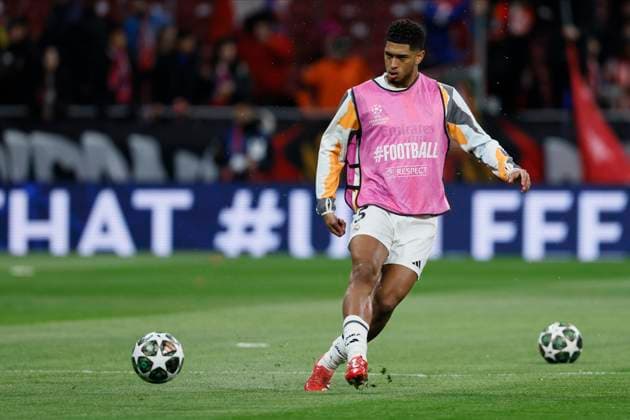 Atletico de Madrid v Real Madrid C.F. - UEFA Champions League 2024 25 Round of 16 Second Leg Jude Bellingham of Real Madrid CF warms up before the UEFA Champions League 2024 25 UEFA Champions League 2024 25 Round of 16 second leg match between Atletico de Madrid and Real Madrid C.F. at Estadio Civitas Metropolitano on March 12, 2025 in Madrid, Spain. Madrid Estadio Metropolitano Spain Spain Copyright: xRichardxSellers Sportsphoto APLx 14060993