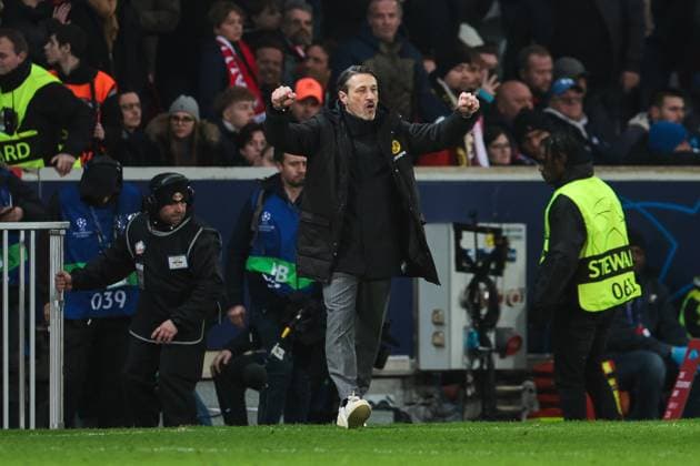 12.03.2025, UEFA Champions League, Achtelfinale, Lille OSC - Borussia Dortmund, Trainer Niko Kovac (Borussia Dortmund) bejubelt den Einzug und Viertelfinale, Lille Stade Pierre Mauroy Decathlon Arena Paris xRHR-FOTO DEx Copyright: DennisxEwert RHR-FOTOx RHR-FOTO DE