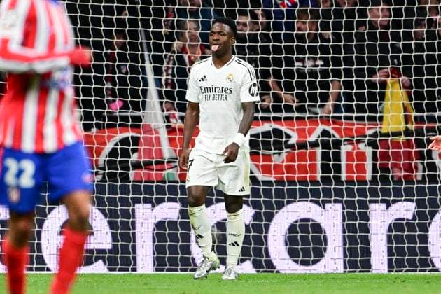 Vinicius Junior 7 ( Madrid ) verschießt Elfmeter, Atletico Madrid vs. Real Madrid , Fussball, Champions League, Achtelfinale Rueckspiel, 12.03.2025 Madrid Madrid Spanien