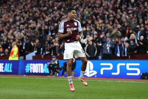 Aston Villa v Club Brugge 12 March 2025, Aston - UEFA Champions League, Round of 16, Second Leg - Aston Villa v Club Brugge - Ian Maatsen of Aston Villa celebrates scoring their 2nd goal - Photo: Charlotte Wilson Offside. Aston UK Copyright: xCharlottexWilsonx xOffsidexOffside