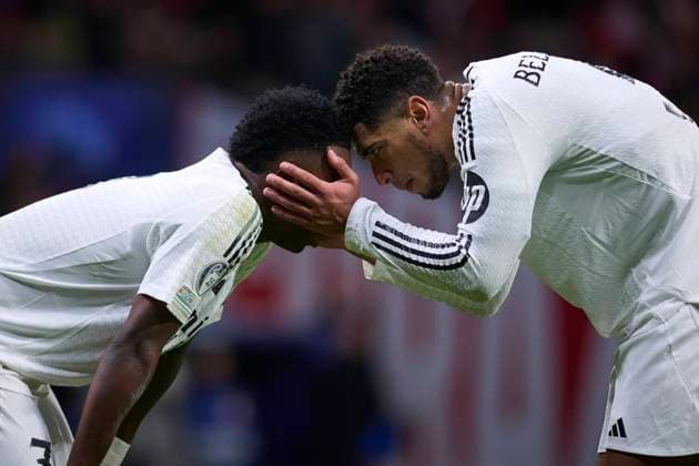 UEFA Champions League soccer match Atletico de Madrid vs Real Madrid at Riyadh Air Metropolitano stadium in Madrid, Spain 12 March 2025 Vinicius Jr fails a penalti and Jude Bellingham 900 Cordon Press  900 CordonxPress LOF - UEFA Champions League Atletico de Madrid vs Real Madrid