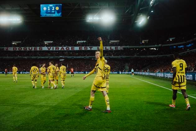 12.03.2021, Lille, Stade Pierre-Mauroy, Fußball Herren, ChampionsLeague 2024 2025, OSC Lille - Borussia Dortmund Maximilian Beier, 2:1 BVB